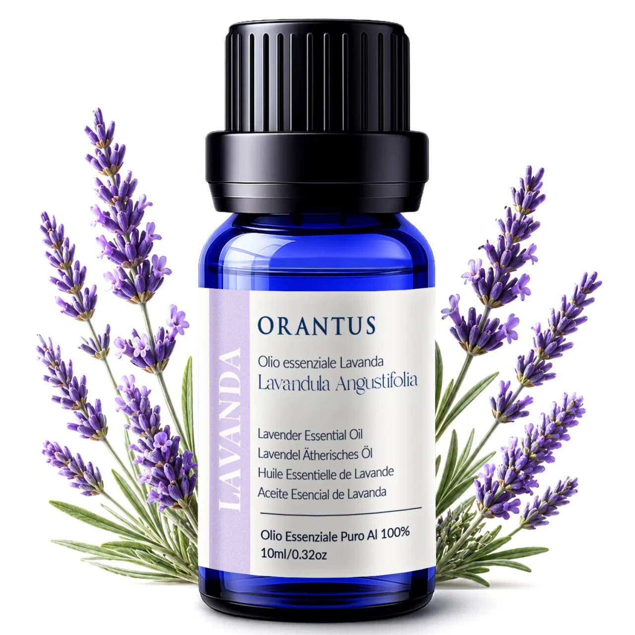 Olio essenziale di lavanda Orantus con fiori di lavanda naturali